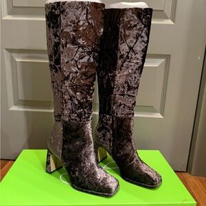 Sam Edelman Velvet Heeled Boots - Coffee